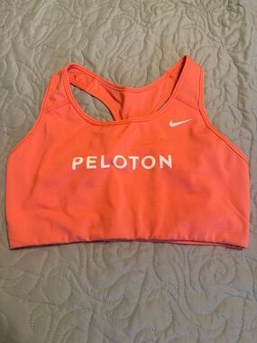 Peloton Coral Sports Bra with White Logo